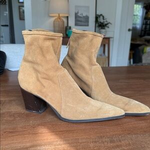 Zara Camel Suede Heeled Boots